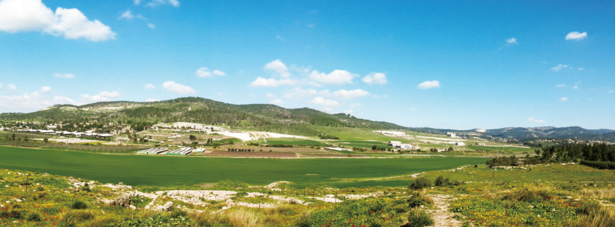 벧세메스 - 소렉 골짜기(사진 왼쪽 산)를 가운데 두고, 오른쪽은 예루살렘 산지이다.   